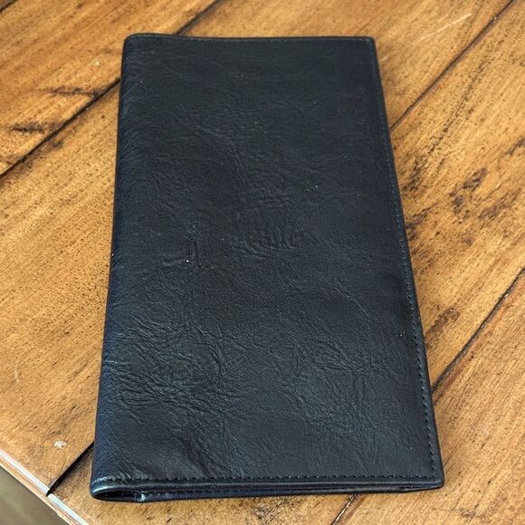 New Kenneth Cole Black Leather Checkbook cover wallet - Picture 1 of 6